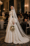 Load image into Gallery viewer, Ivory Formal Bridal Dress with Elegant Train, Romantic Wedding Gown