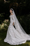 Load image into Gallery viewer, White Statement Wedding Dress with Flowing Skirt and Refined Bridal Silhouette
