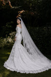 Load image into Gallery viewer, White Statement Wedding Dress with Flowing Skirt and Refined Bridal Silhouette