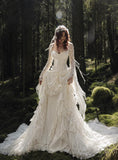 Load image into Gallery viewer, Ivory Bridal Gown with Flowing Train, Elegant Wedding Dress for Formal Ceremony