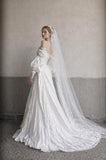 Load image into Gallery viewer, Ivory Formal Bridal Dress with Elegant Train, Romantic Wedding Gown