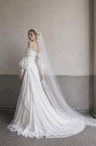 Load image into Gallery viewer, Ivory Formal Bridal Dress with Elegant Train, Romantic Wedding Gown