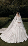 Load image into Gallery viewer, Ivory Statement Wedding Dress with Flowing Skirt and Refined Bridal Silhouette