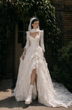 Load image into Gallery viewer, Ivory Wedding Gown with Graceful Full Length Silhouette and Dramatic Bridal Train