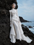 Load image into Gallery viewer, White Statement Wedding Dress with Flowing Skirt and Refined Bridal Silhouette