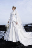 Load image into Gallery viewer, White Statement Wedding Dress with Flowing Skirt and Refined Bridal Silhouette