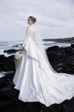 Load image into Gallery viewer, White Statement Wedding Dress with Flowing Skirt and Refined Bridal Silhouette
