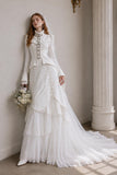 Load image into Gallery viewer, Ivory Formal Bridal Dress with Elegant Train, Romantic Wedding Gown
