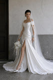 Load image into Gallery viewer, White Statement Wedding Dress with Flowing Skirt and Refined Bridal Silhouette