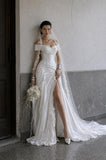 Load image into Gallery viewer, White Statement Wedding Dress with Flowing Skirt and Refined Bridal Silhouette