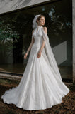 Load image into Gallery viewer, White Formal Bridal Dress with Elegant Train, Romantic Wedding Gown