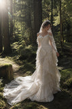Load image into Gallery viewer, Ivory Statement Wedding Dress with Flowing Skirt and Refined Bridal Silhouette