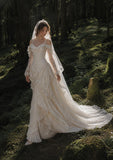Load image into Gallery viewer, Ivory Statement Wedding Dress with Flowing Skirt and Refined Bridal Silhouette
