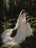 Load image into Gallery viewer, Ivory Statement Wedding Dress with Flowing Skirt and Refined Bridal Silhouette