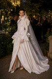 Load image into Gallery viewer, Ivory Wedding Gown with Graceful Full Length Silhouette and Dramatic Bridal Train