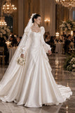 Load image into Gallery viewer, Ivory Formal Bridal Dress with Elegant Train, Romantic Wedding Gown