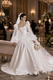 Load image into Gallery viewer, Ivory Formal Bridal Dress with Elegant Train, Romantic Wedding Gown