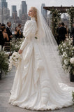 Load image into Gallery viewer, Ivory Statement Wedding Dress with Flowing Skirt and Refined Bridal Silhouette