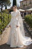Load image into Gallery viewer, Ivory Bridal Gown with Flowing Train, Elegant Wedding Dress for Formal Ceremony