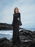 Load image into Gallery viewer, Black Formal Evening Dress with Refined Full Length Silhouette for Reception and Gala