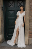 Load image into Gallery viewer, Ivory Long Formal Gown, Elegant Statement Evening Dress for Special Events