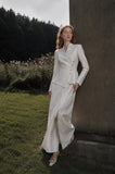 Load image into Gallery viewer, White Long Blazer Dress, Tailored Formal Outfit for Reception and Evening Event