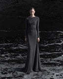 Load image into Gallery viewer, Black Formal Evening Dress with Refined Full Length Silhouette for Reception and Gala