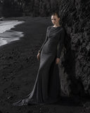 Load image into Gallery viewer, Black Formal Evening Dress with Refined Full Length Silhouette for Reception and Gala