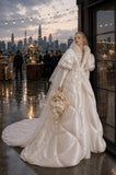 Load image into Gallery viewer, Ivory Formal Bridal Dress with Elegant Train, Romantic Wedding Gown
