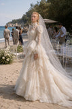 Load image into Gallery viewer, Ivory Formal Bridal Dress with Elegant Train, Romantic Wedding Gown