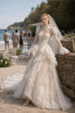 Load image into Gallery viewer, Ivory Formal Bridal Dress with Elegant Train, Romantic Wedding Gown