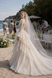 Load image into Gallery viewer, Ivory Formal Bridal Dress with Elegant Train, Romantic Wedding Gown