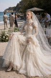 Load image into Gallery viewer, Ivory Formal Bridal Dress with Elegant Train, Romantic Wedding Gown