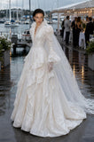 Load image into Gallery viewer, White Formal Bridal Dress with Elegant Train, Romantic Wedding Gown