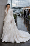 Load image into Gallery viewer, White Formal Bridal Dress with Elegant Train, Romantic Wedding Gown