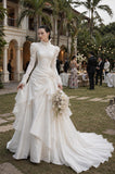 Load image into Gallery viewer, Ivory Statement Wedding Dress with Flowing Skirt and Refined Bridal Silhouette