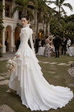 Load image into Gallery viewer, Ivory Statement Wedding Dress with Flowing Skirt and Refined Bridal Silhouette