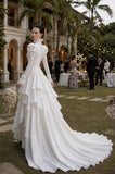 Load image into Gallery viewer, Ivory Statement Wedding Dress with Flowing Skirt and Refined Bridal Silhouette