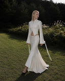 Load image into Gallery viewer, White Tailored Skirt Suit, Elegant Formal Two Piece Outfit for Reception and Event