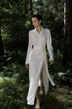 Load image into Gallery viewer, White Blazer Skirt Suit, Tailored Formal Two Piece Outfit for Reception and Event