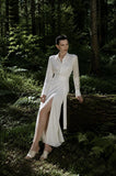 Load image into Gallery viewer, White Blazer Skirt Suit, Tailored Formal Two Piece Outfit for Reception and Event