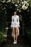Load image into Gallery viewer, Ivory Structured Mini Dress, Modern Formal Party Dress for Reception and Event