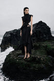 Load image into Gallery viewer, Black High Low Formal Dress, Dramatic Evening Outfit for Reception and Gala