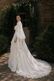 Load image into Gallery viewer, Ivory Bridal Gown with Flowing Train, Elegant Wedding Dress for Formal Ceremony