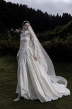 Load image into Gallery viewer, White Statement Wedding Dress with Flowing Skirt and Refined Bridal Silhouette