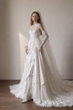 Load image into Gallery viewer, Ivory Wedding Gown with Graceful Full Length Silhouette and Dramatic Bridal Train
