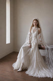 Load image into Gallery viewer, Ivory Wedding Gown with Graceful Full Length Silhouette and Dramatic Bridal Train