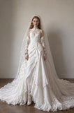 Load image into Gallery viewer, Ivory Wedding Gown with Graceful Full Length Silhouette and Dramatic Bridal Train
