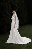 Load image into Gallery viewer, White Wedding Gown with Graceful Full Length Silhouette and Dramatic Bridal Train