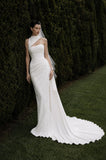Load image into Gallery viewer, White Wedding Gown with Graceful Full Length Silhouette and Dramatic Bridal Train